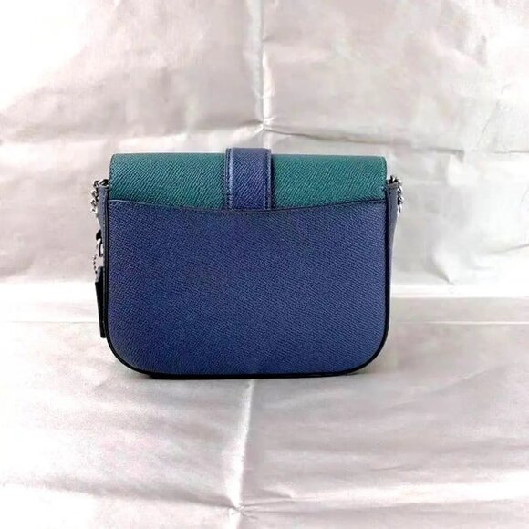 COACH C6797 GEMMA CROSSBODY IN COLORBLOCK WITH APPLE BUCKLE FOREST/MIDNIGHT NAVY - Picture 4 of 8